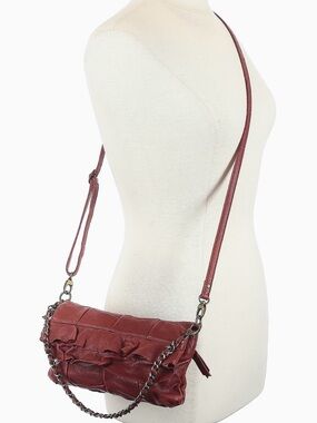Hobo International red ruffle leather convertible shoulder and crossbody bag